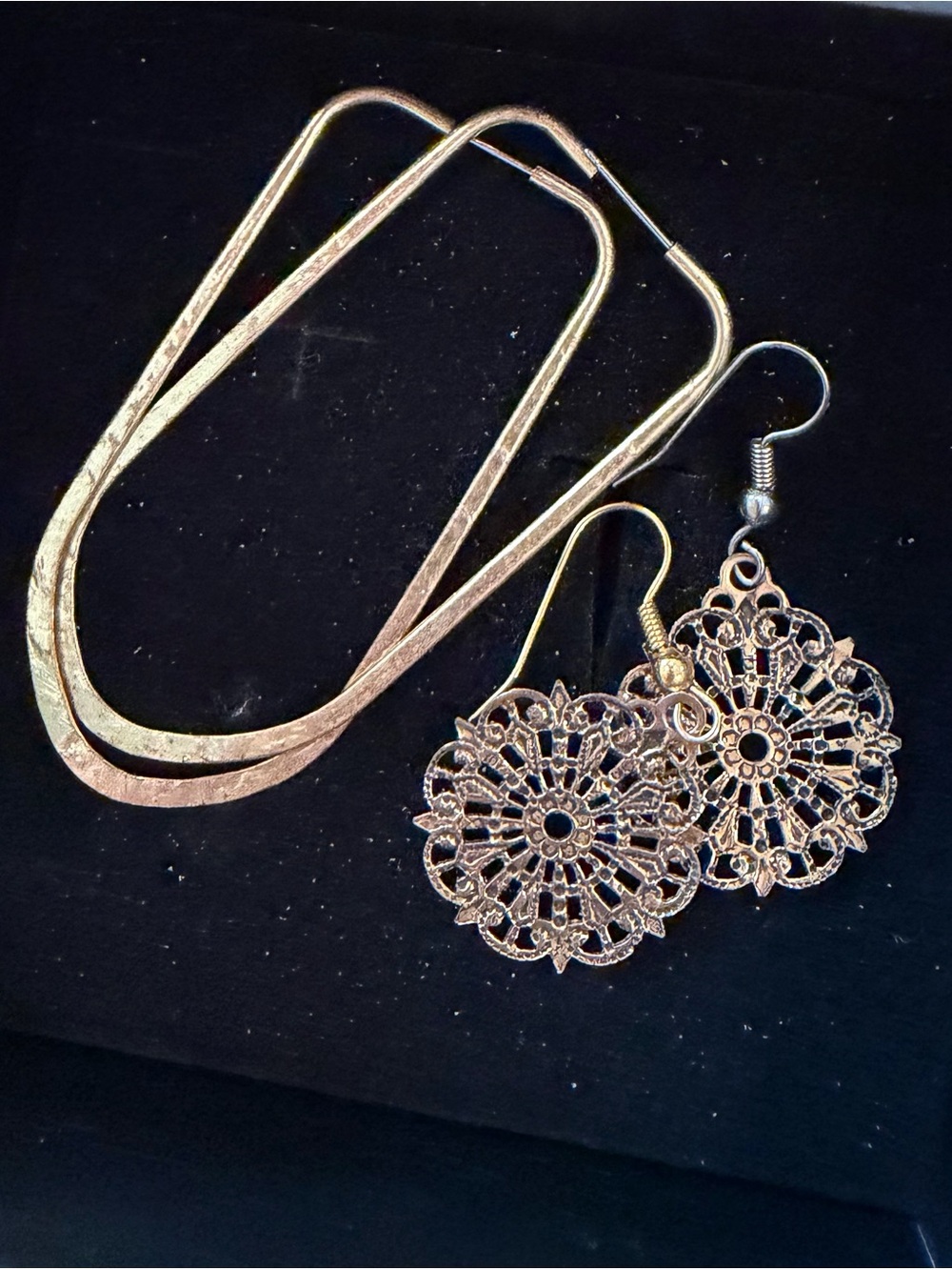 Delicate Filigree Gold Drop Earrings for Women